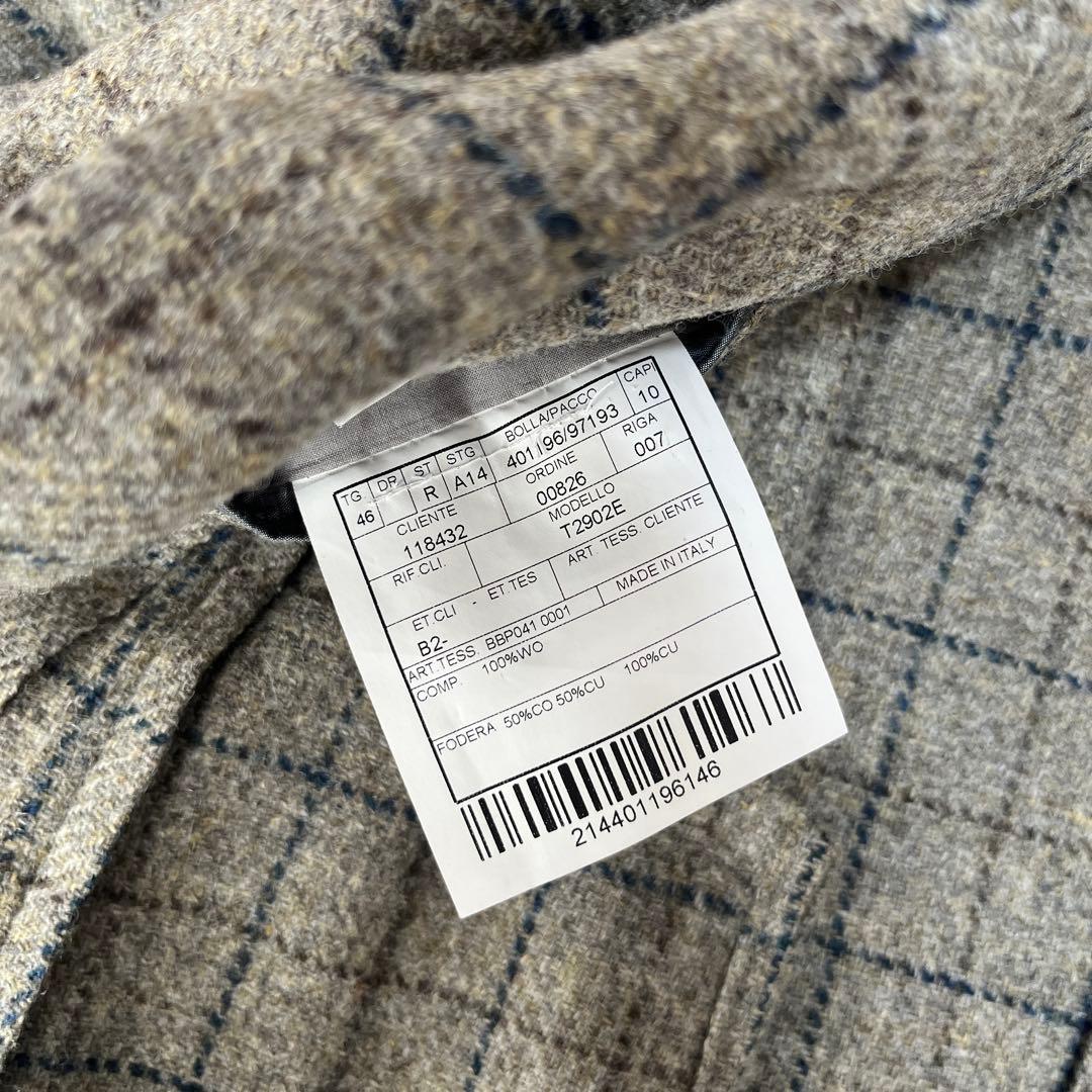 【未使用】現行 BOGLIOLI ウール チェック テーラードジャケット 46