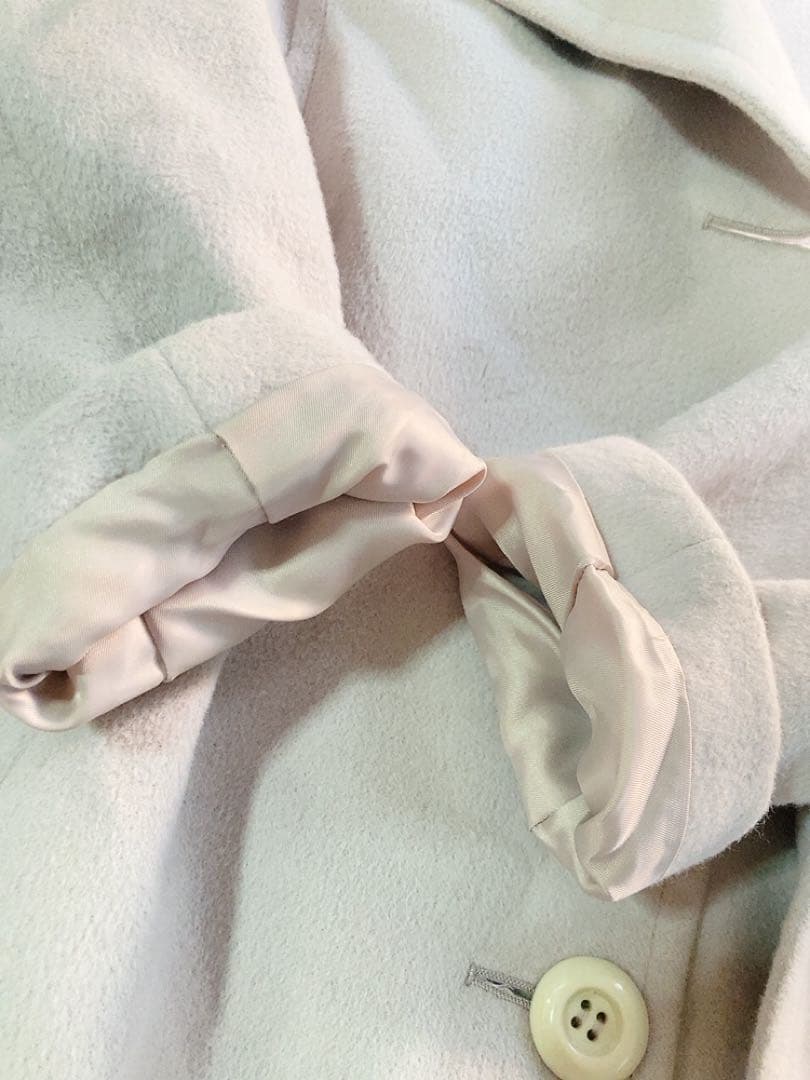 INDIVI上品アンゴラ羊毛混ロングコートポケットベルト付き美品大きめ日本製