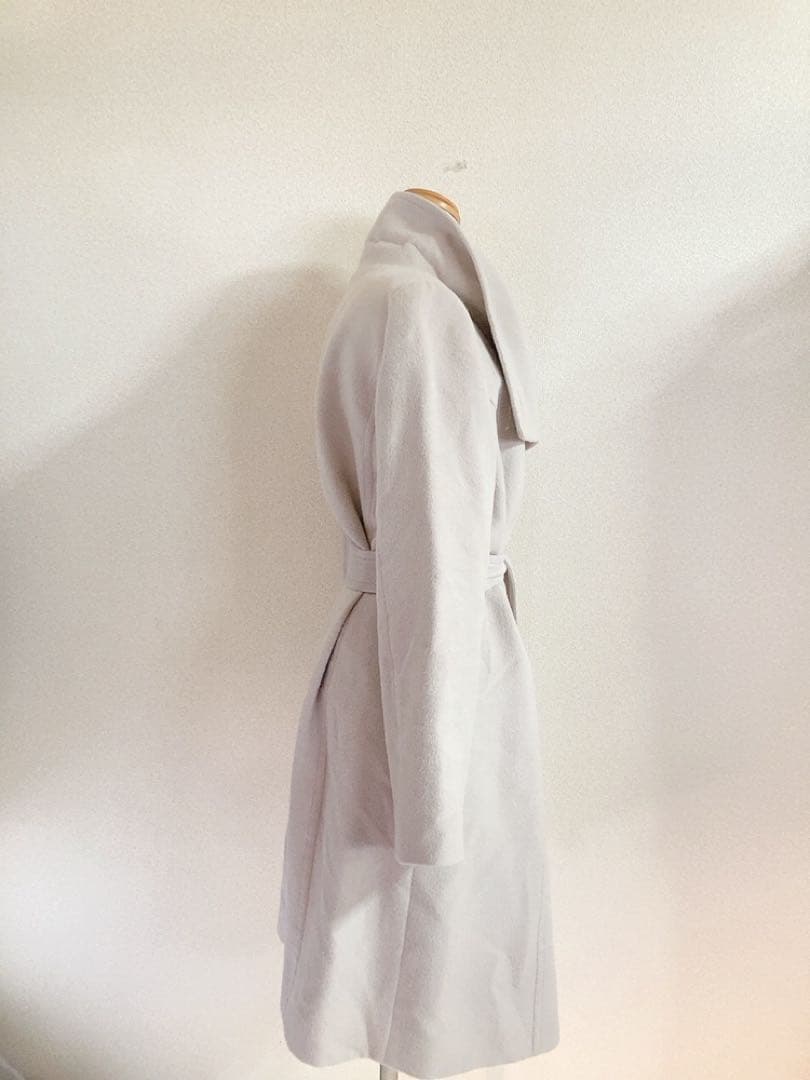 INDIVI上品アンゴラ羊毛混ロングコートポケットベルト付き美品大きめ日本製