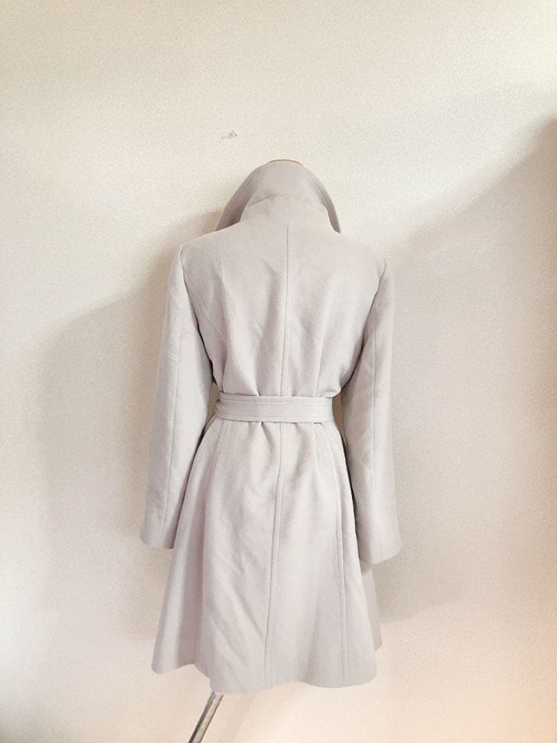 INDIVI上品アンゴラ羊毛混ロングコートポケットベルト付き美品大きめ日本製