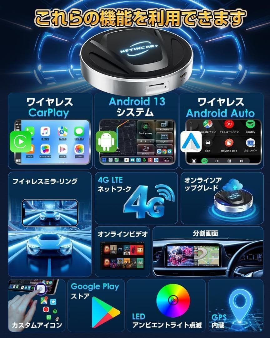 よ*ー様 HEYINCAR+ CarPlay AI Box Android 13
