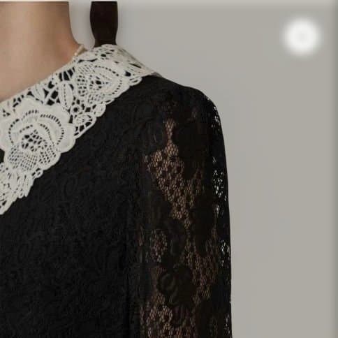 美品　レジャ　レース付きブラック パーティー ドレス　M　LEJA