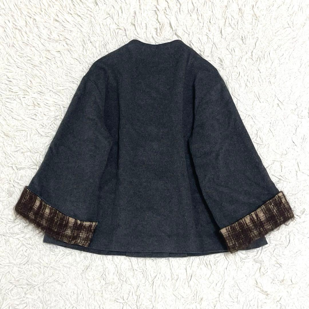 BEARDSLEY アンゴラ ノーカラー ウールコート ショートコート モヘヤ