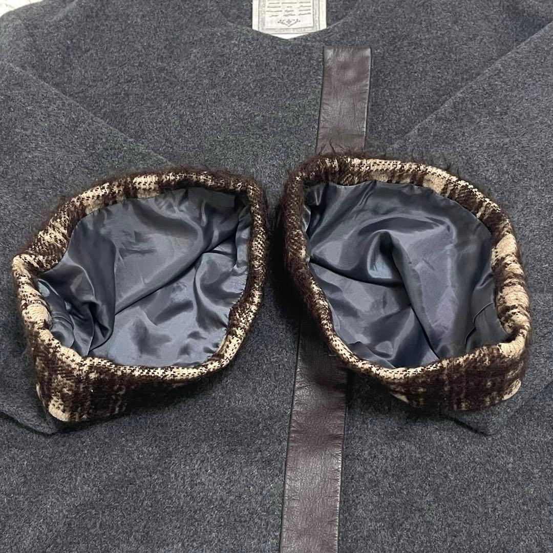 BEARDSLEY アンゴラ ノーカラー ウールコート ショートコート モヘヤ