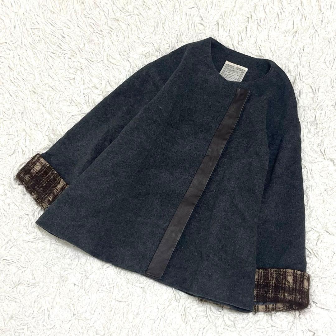 BEARDSLEY アンゴラ ノーカラー ウールコート ショートコート モヘヤ