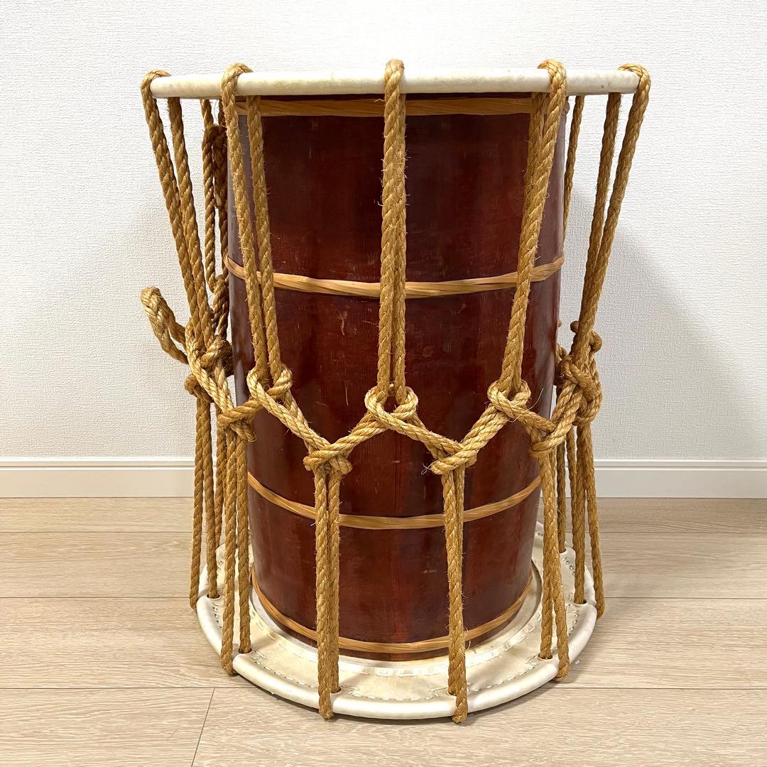 (せ37)長胴太鼓 宮太鼓 和太鼓 桶胴太鼓 大締太鼓 鼓 鼓面約46 cm