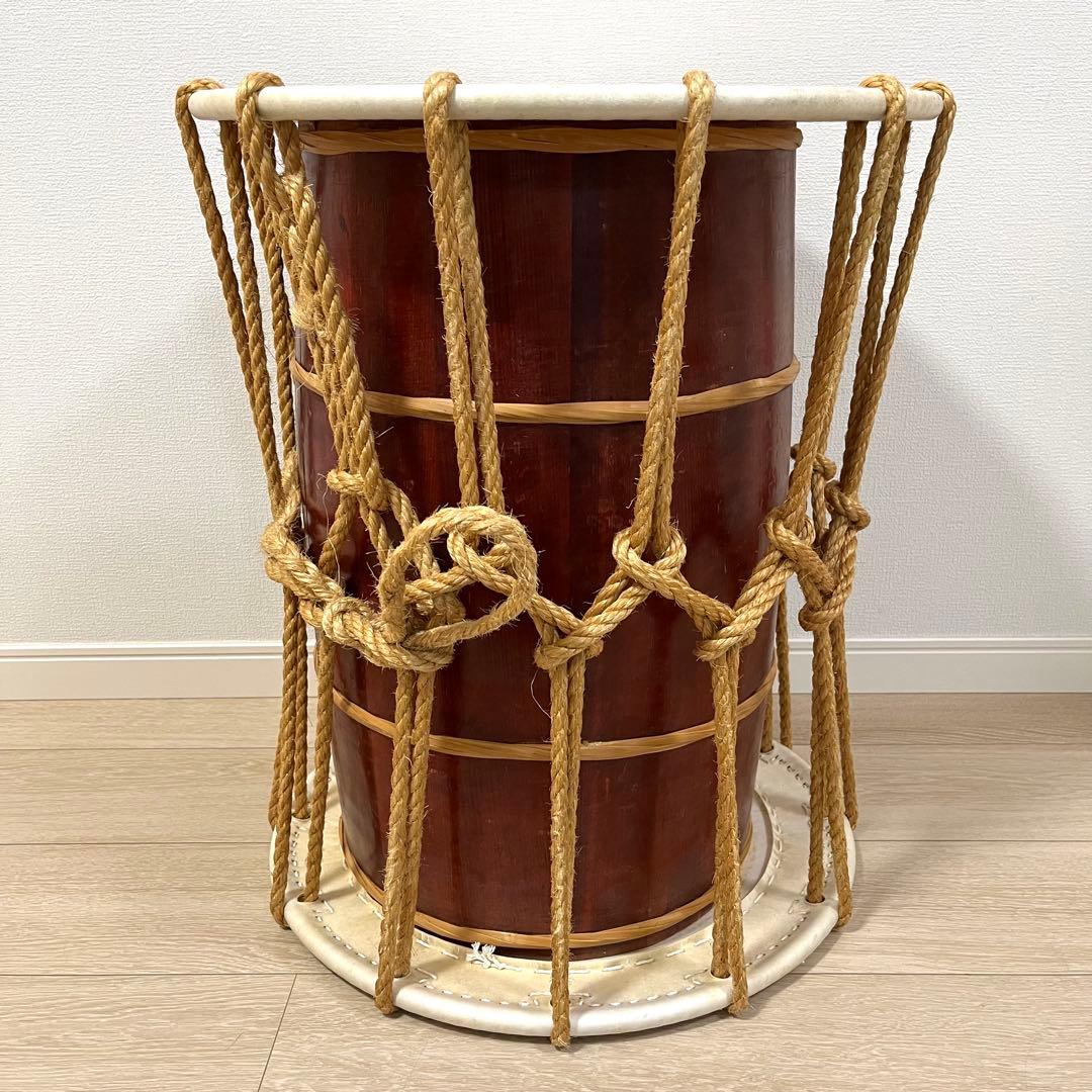 (せ37)長胴太鼓 宮太鼓 和太鼓 桶胴太鼓 大締太鼓 鼓 鼓面約46 cm