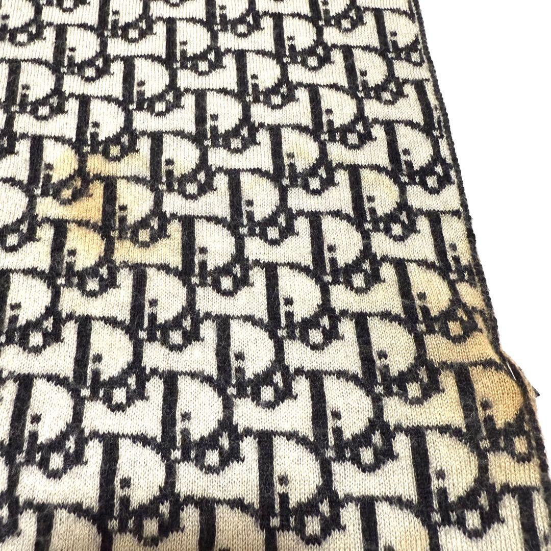 Christian Diorトロッター柄マフラー ホワイト×ブラック