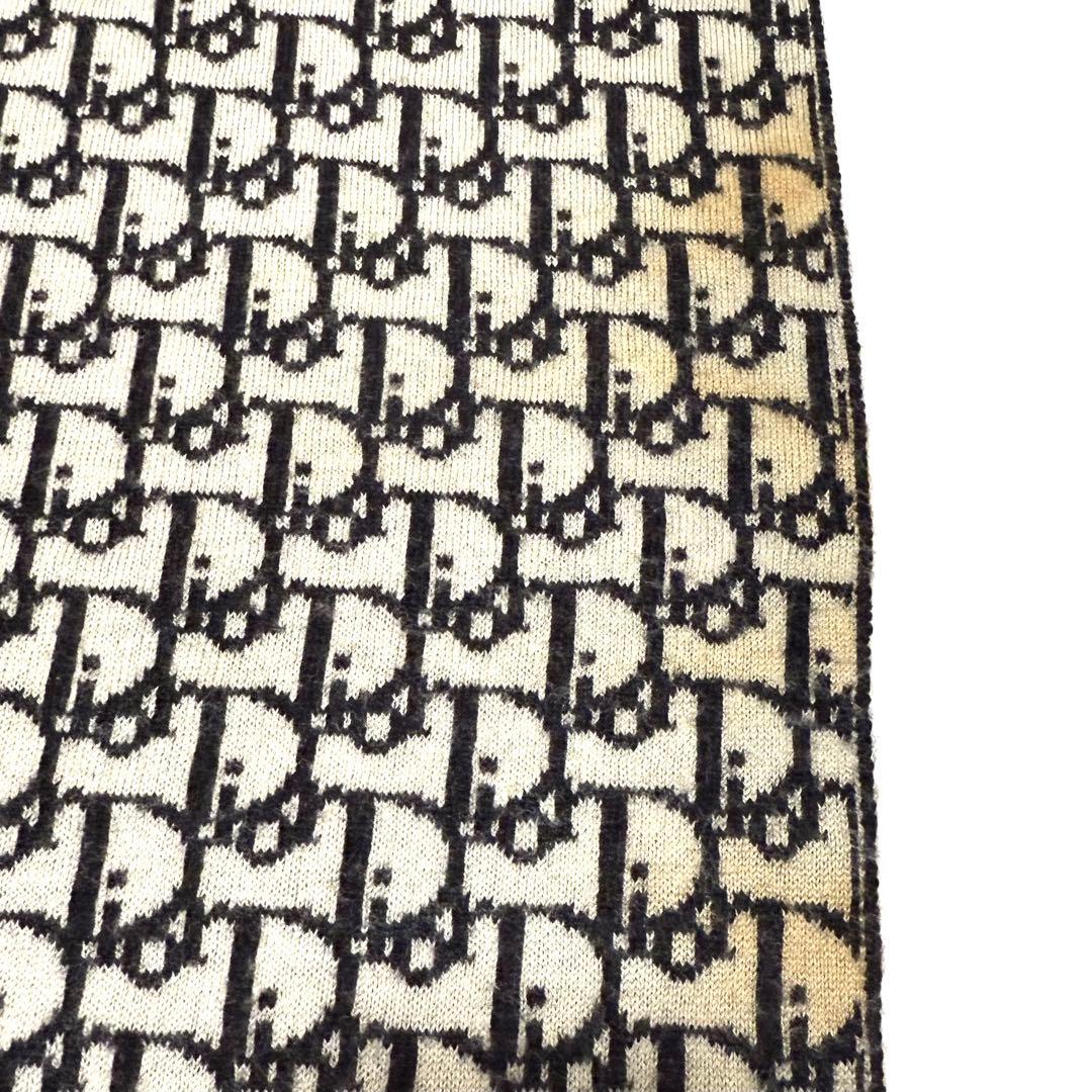 Christian Diorトロッター柄マフラー ホワイト×ブラック