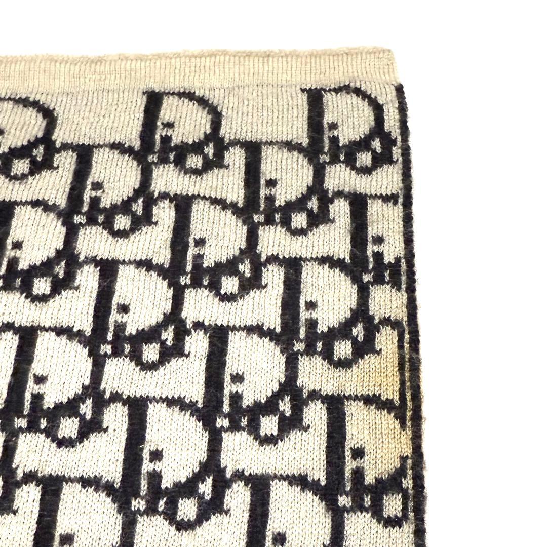 Christian Diorトロッター柄マフラー ホワイト×ブラック