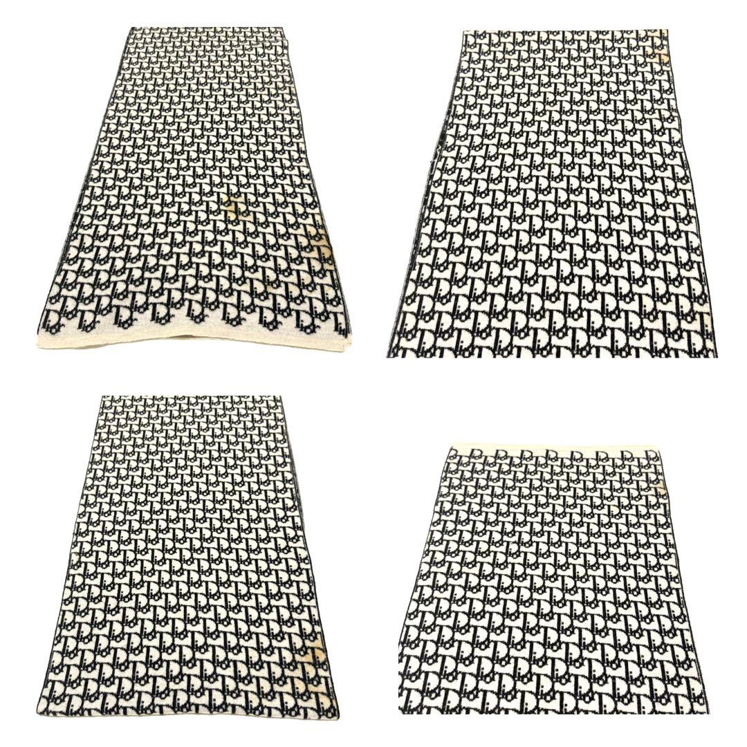 Christian Diorトロッター柄マフラー ホワイト×ブラック