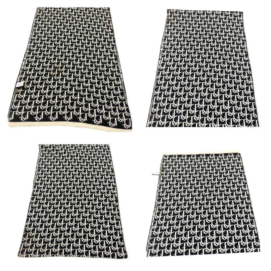 Christian Diorトロッター柄マフラー ホワイト×ブラック