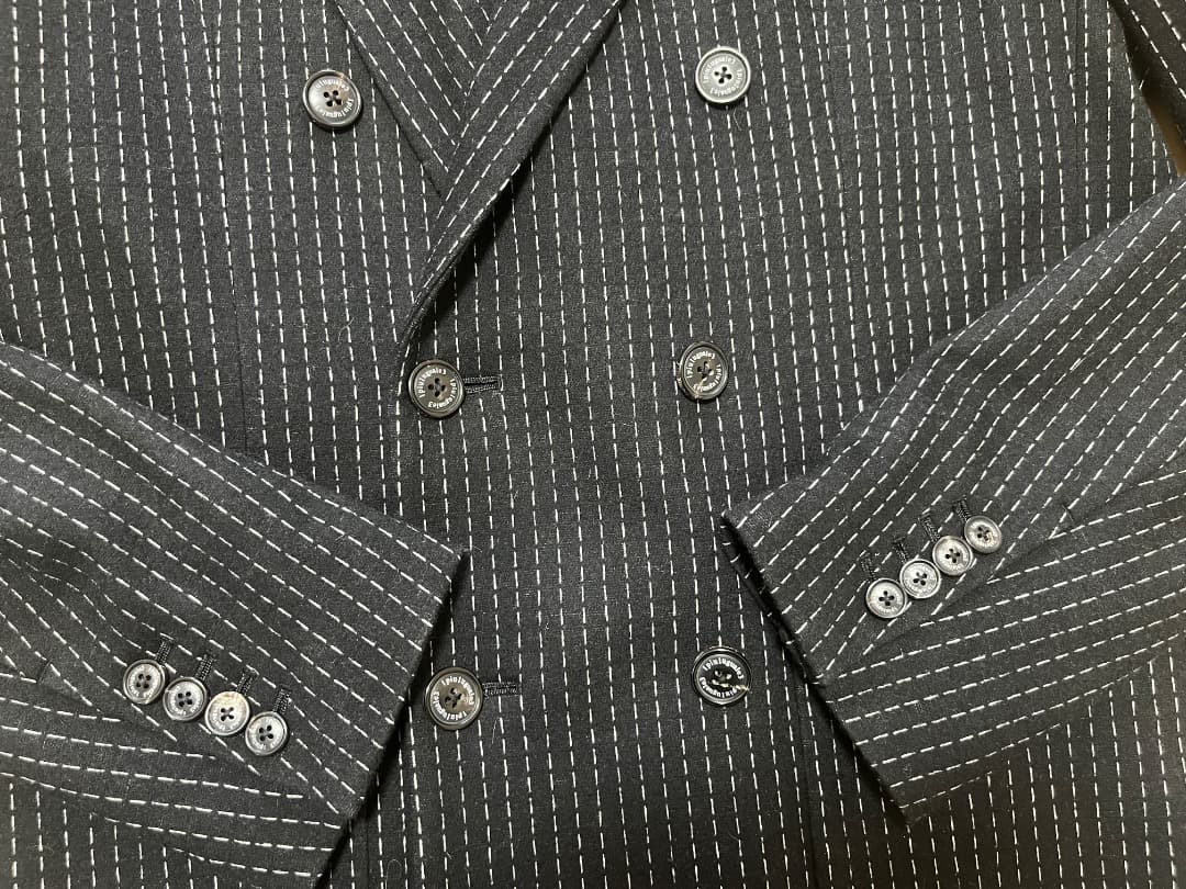 極美品 1PIU1UGUALE3 ウール ストライプ ダブル ジャケット