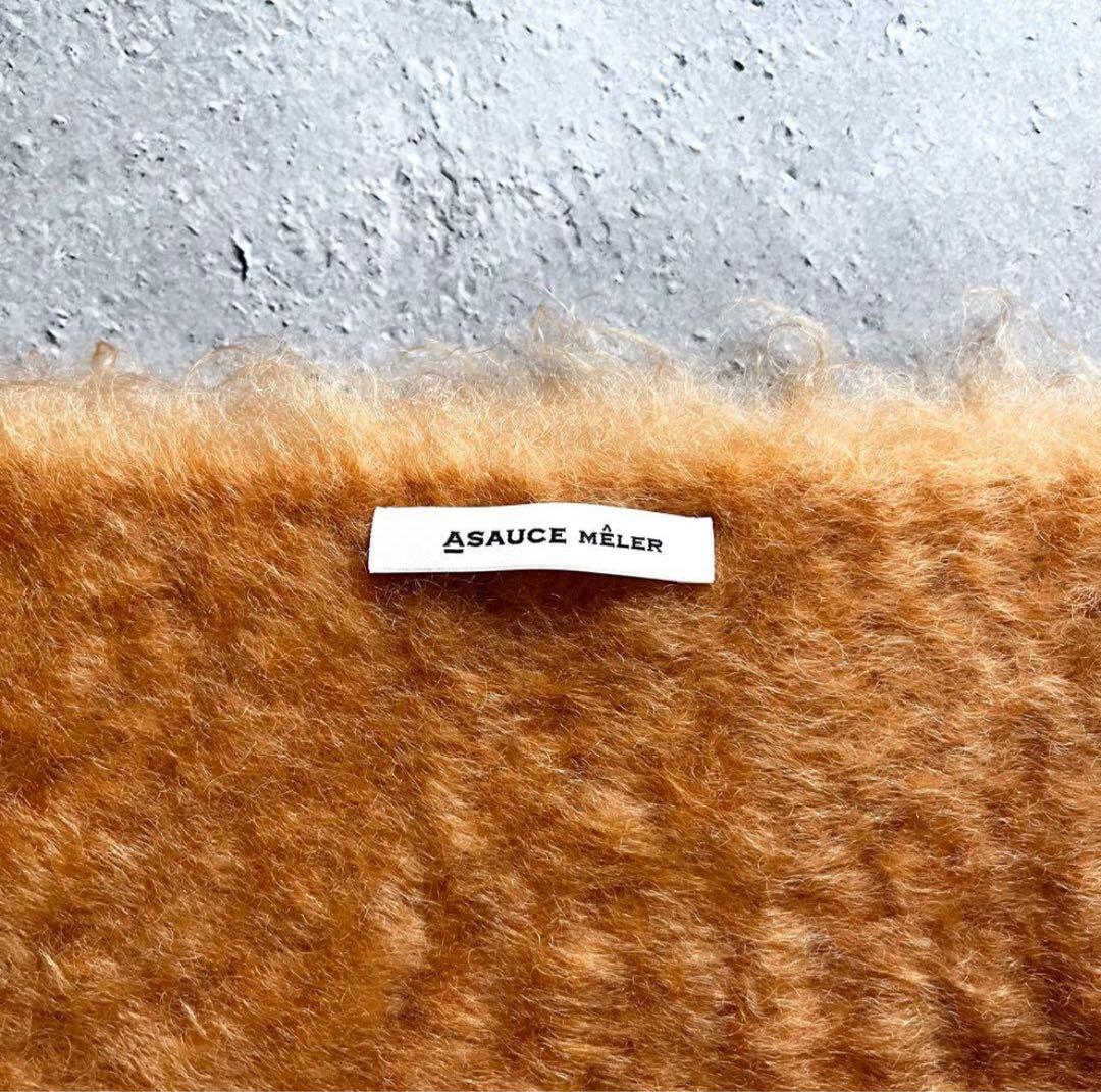 【あめ】ASAUCE MELER／フリンジ 大判ストール《オレンジ》