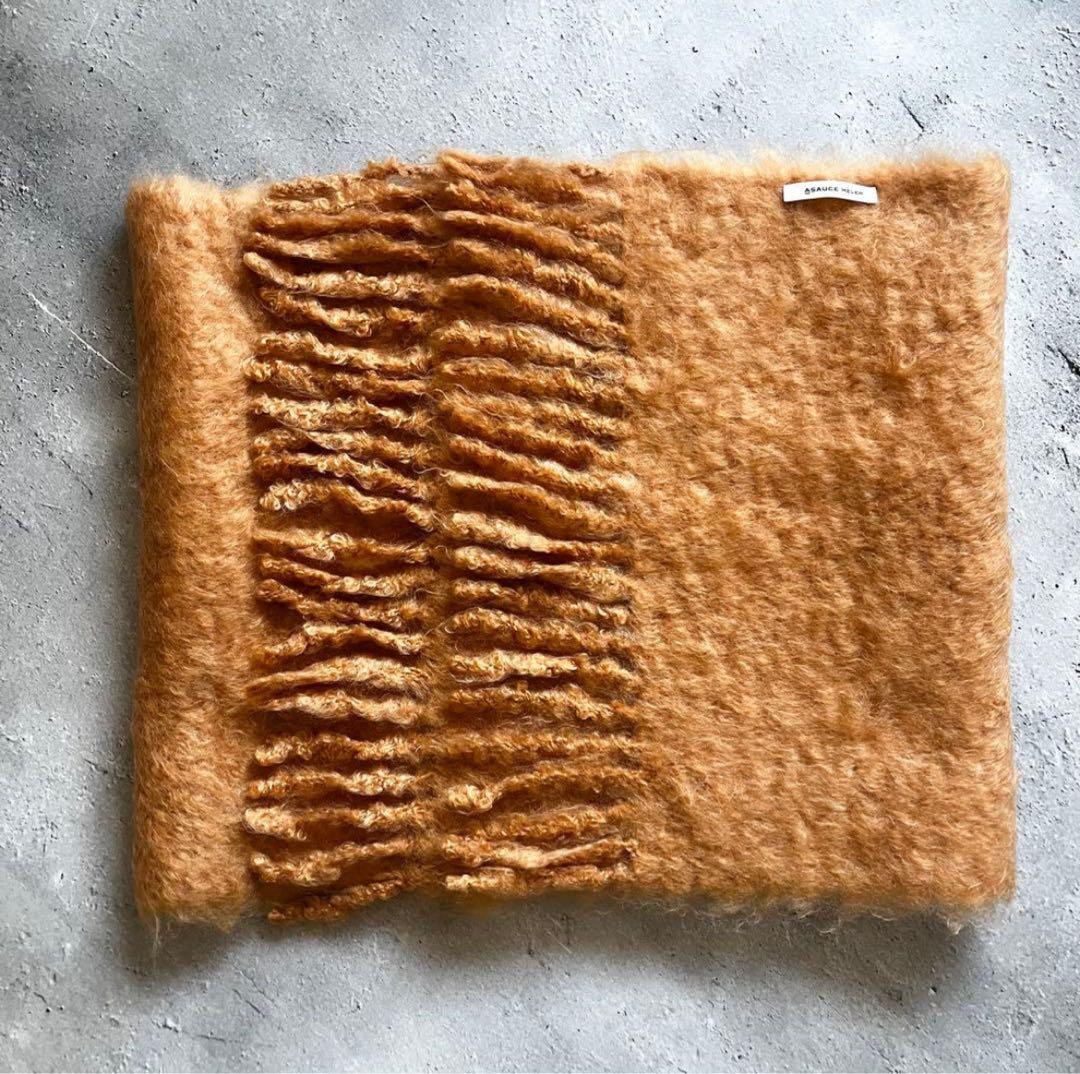 【あめ】ASAUCE MELER／フリンジ 大判ストール《オレンジ》