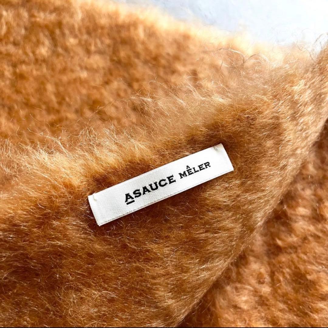 【あめ】ASAUCE MELER／フリンジ 大判ストール《オレンジ》