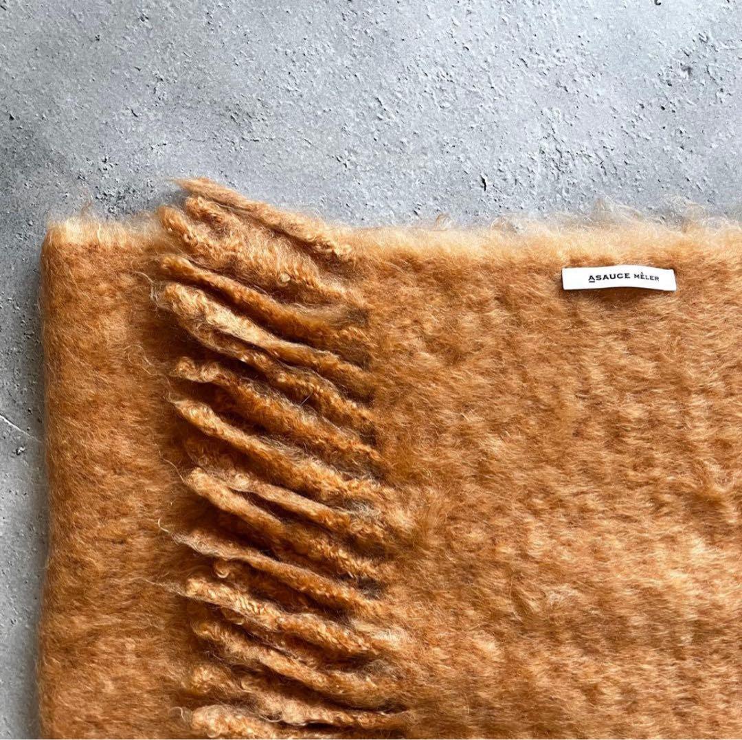 【あめ】ASAUCE MELER／フリンジ 大判ストール《オレンジ》