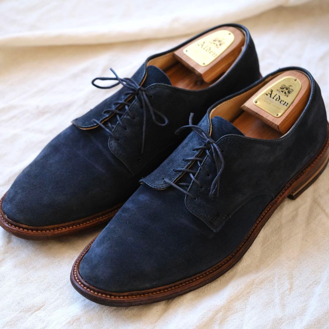 Alden オールデン29331Fアンラインドネイビースエードプレーントゥ11D