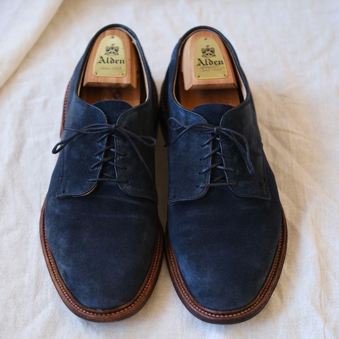 Alden オールデン29331Fアンラインドネイビースエードプレーントゥ11D
