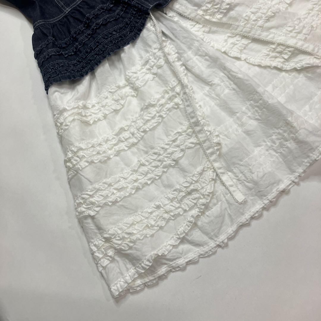 【美品】ピンクハウス 綿ローン使い デニムベスト/2023年