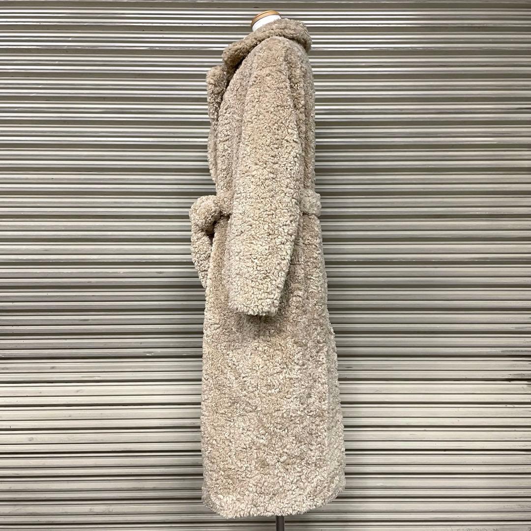 美品 ザラ プードルボア テディベア チェスターロングコート ベルト付 ゆったり