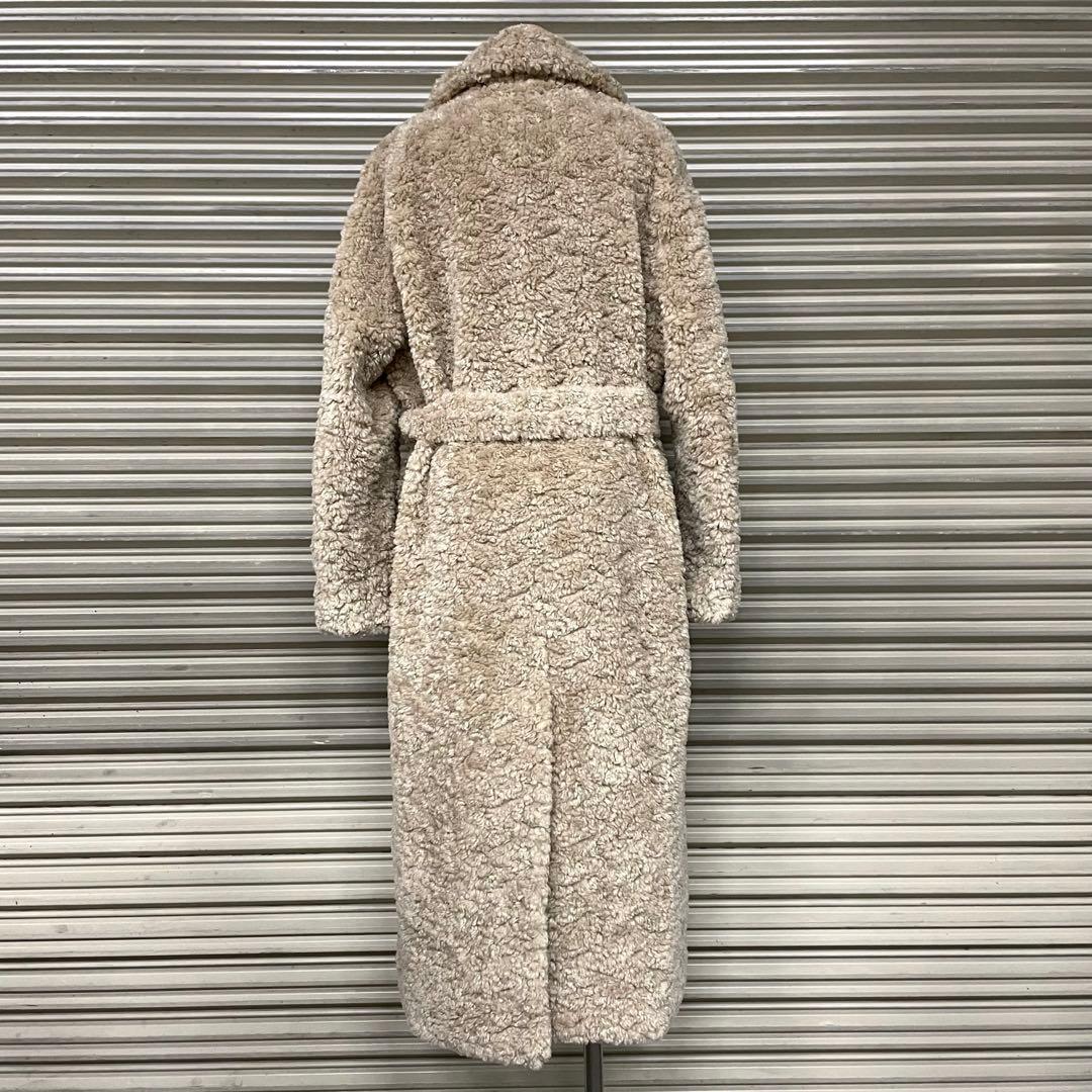 美品 ザラ プードルボア テディベア チェスターロングコート ベルト付 ゆったり