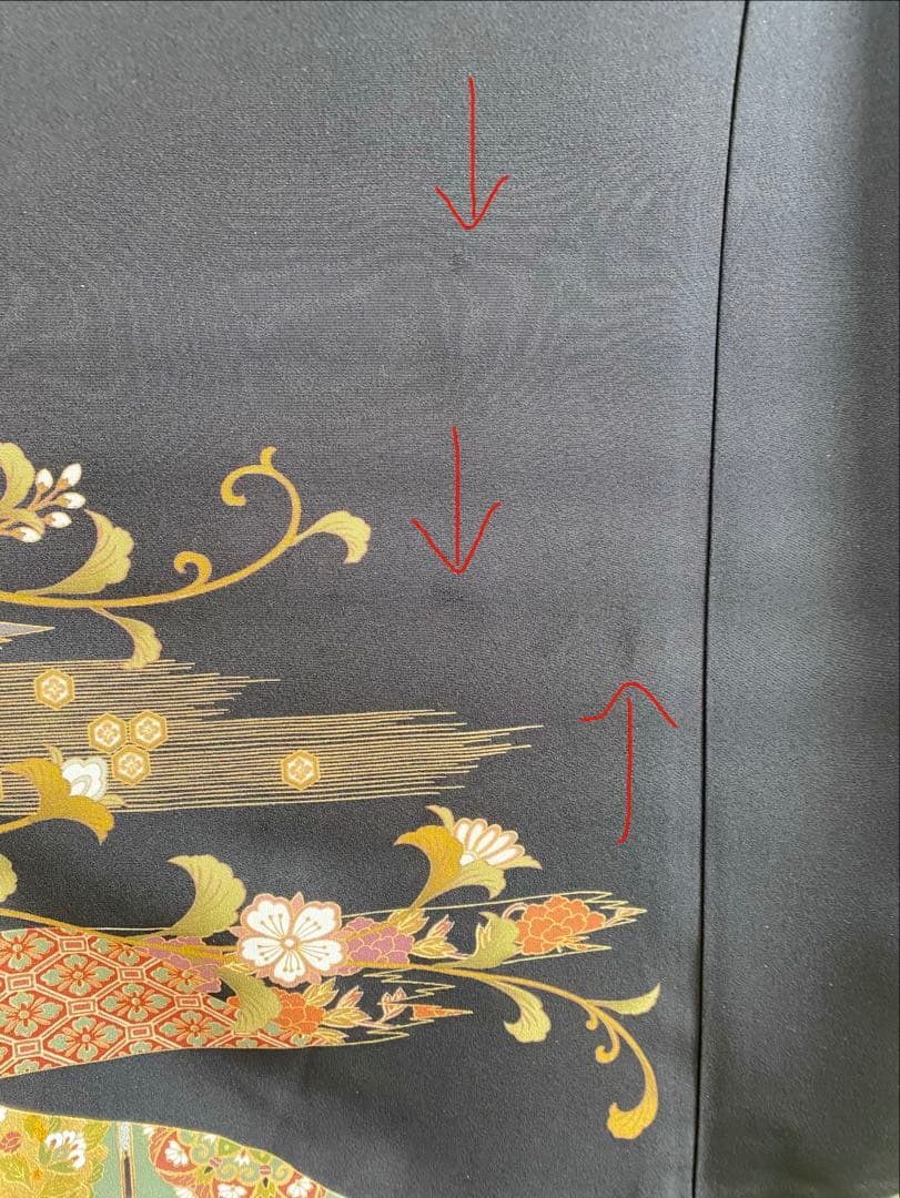 留袖ワンピース　留袖ドレス　着物リメイクロングワンピース　ハンドメイド　黒留袖