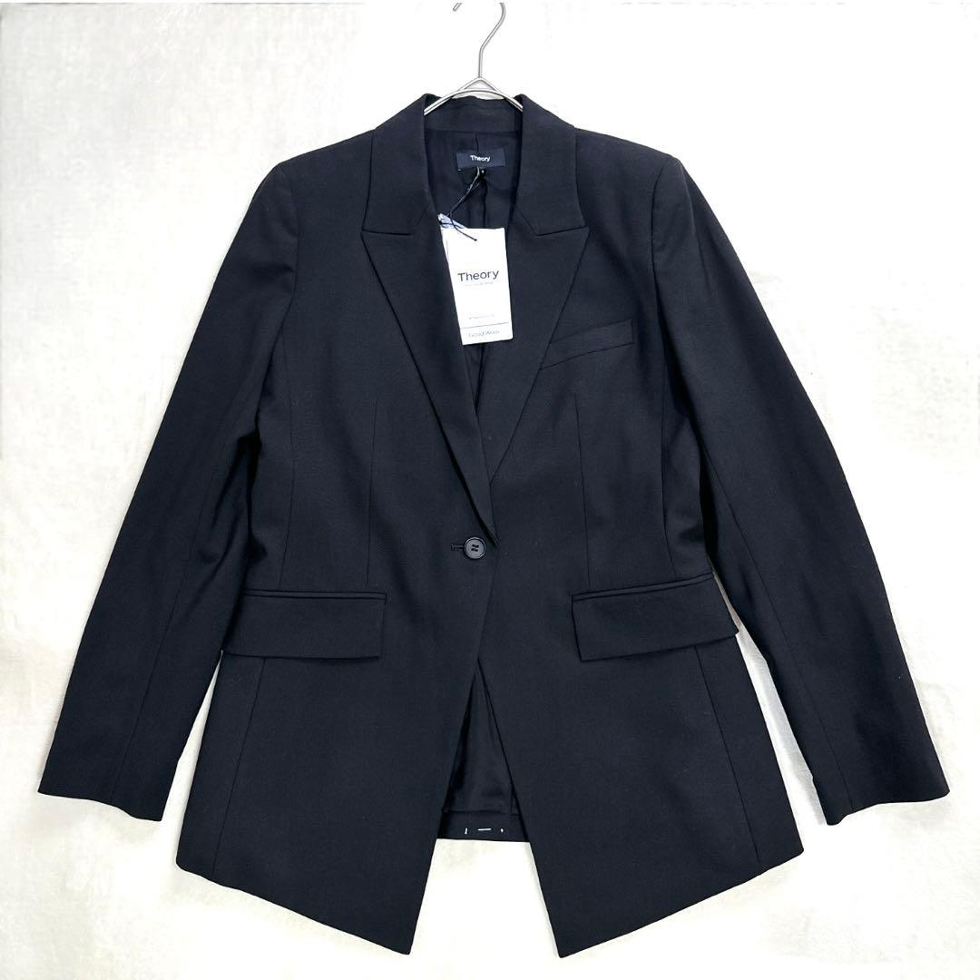 今期 新品タグ付 L セオリー テーラードジャケット 黒 総裏 ピークドラペル