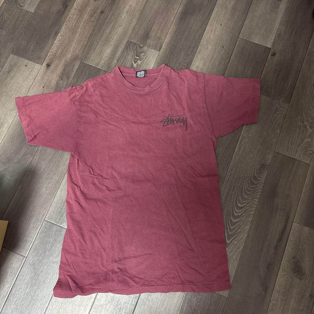 STUSSY 80s パープル　黒タグ　Mサイズ　　 ドラゴン　Tee
