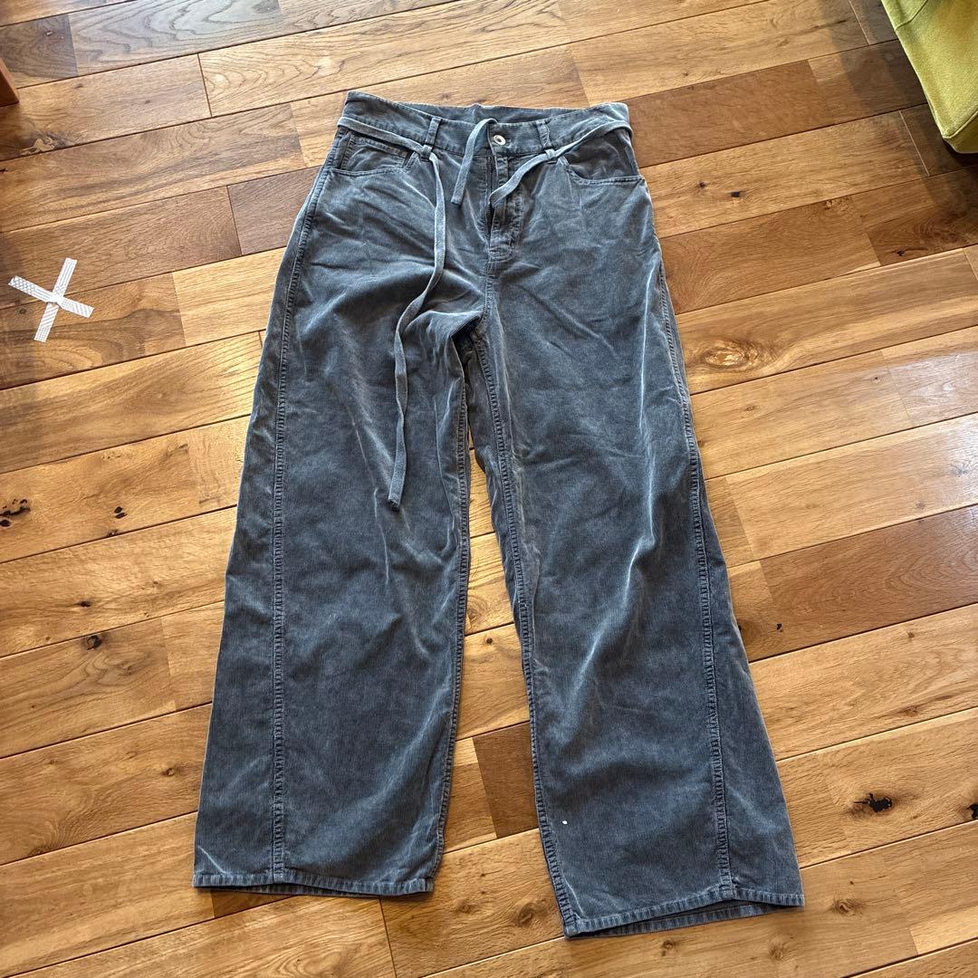 アダムエロペ　ガーメントダイコーデュロイパンツ チャコール　サイズ38