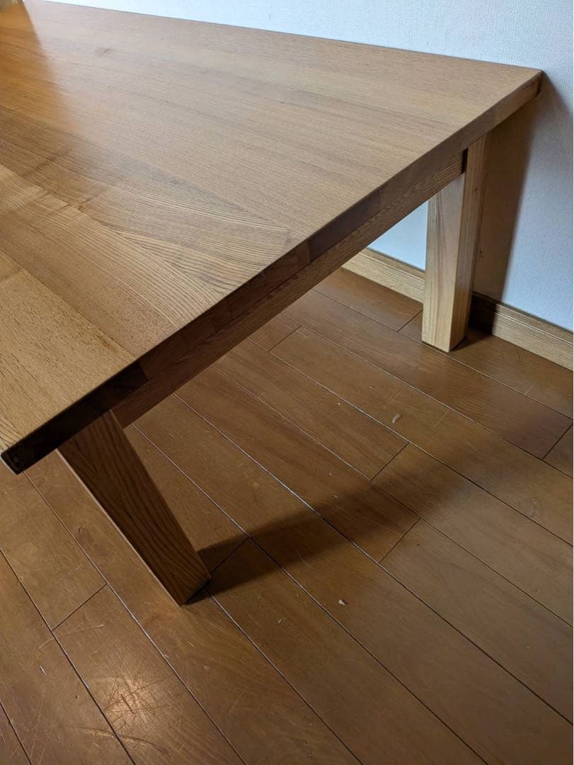 ■送料込■無印良品 木製ローテーブル 引出し タモ センター机デスクダイニング