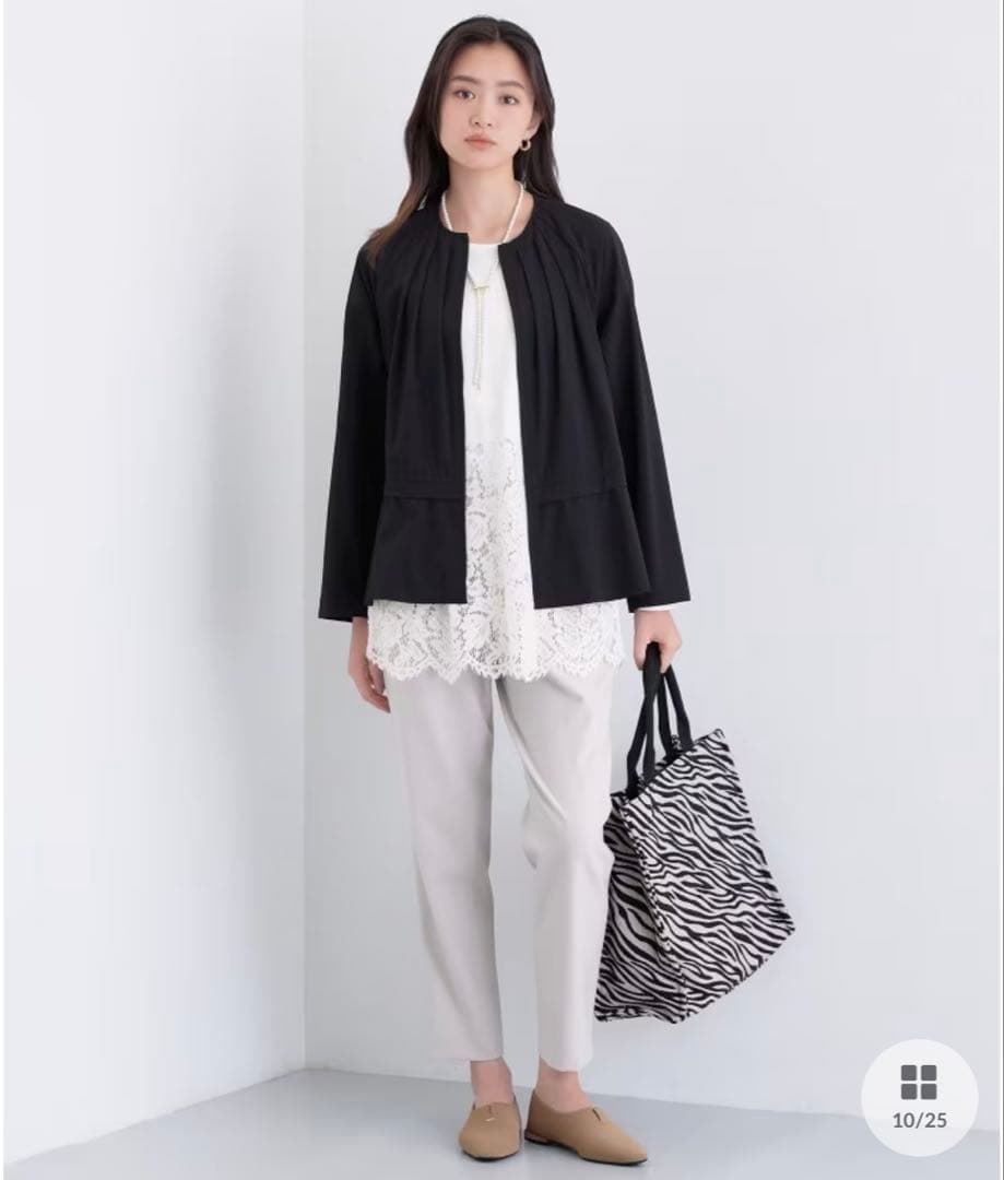 INDIVI【レイヤードにおすすめ】レース切り替えカットソー　38号白