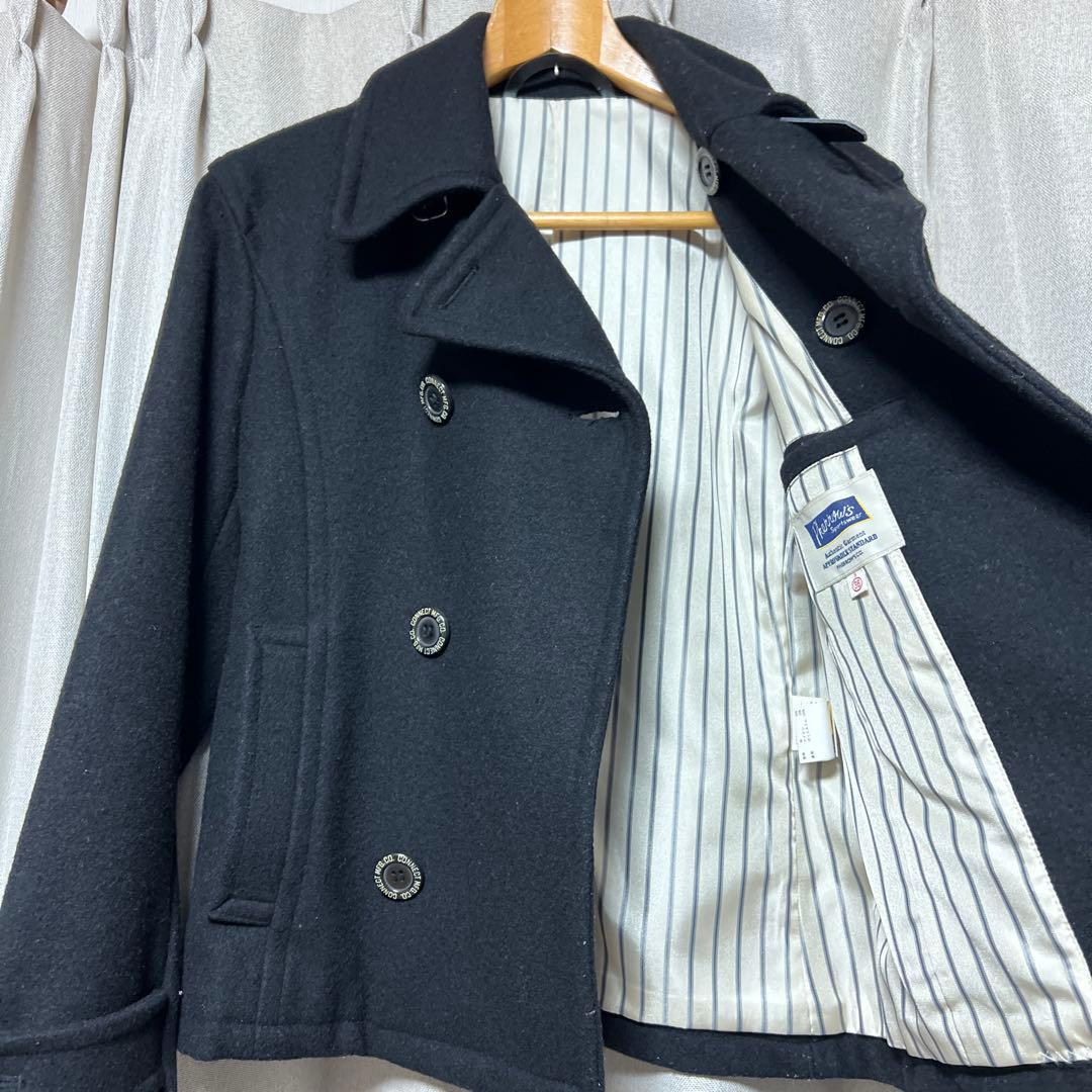Pherris Sportswear 黒 ウール ピーコート　posj1