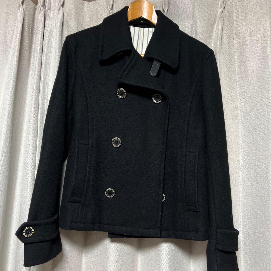 Pherris Sportswear 黒 ウール ピーコート　posj1