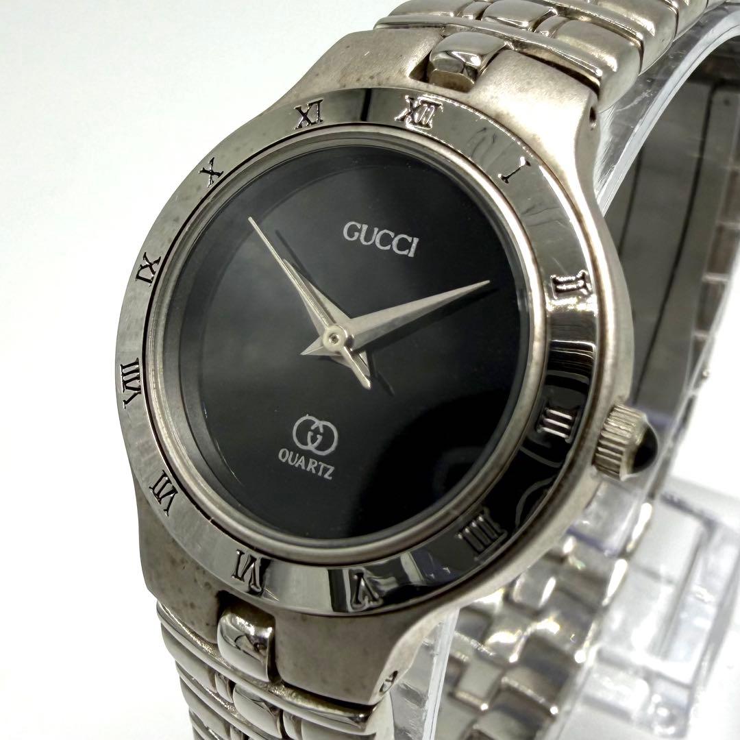 【稼働】GUCCI ラウンド ローマン GG 腕時計 クォーツ シルバー