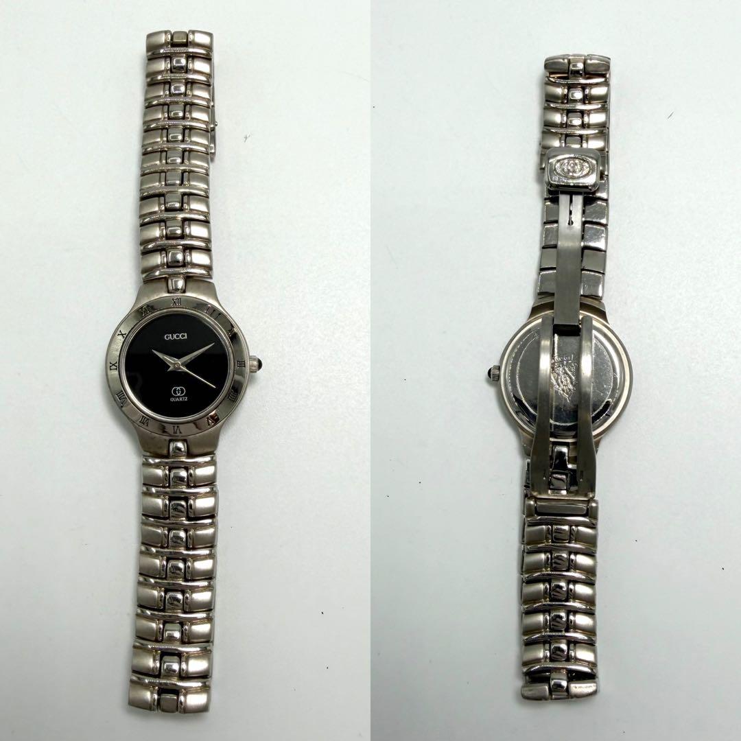 【稼働】GUCCI ラウンド ローマン GG 腕時計 クォーツ シルバー