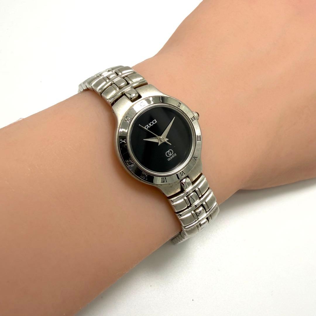 【稼働】GUCCI ラウンド ローマン GG 腕時計 クォーツ シルバー