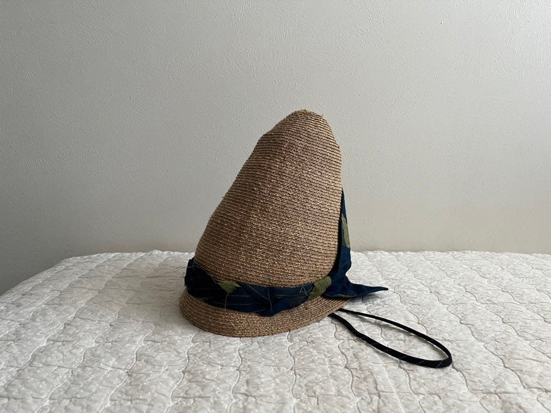 KAPITAL リボン付き麦わら帽子 7 1/4 ベージュ/ネイビー