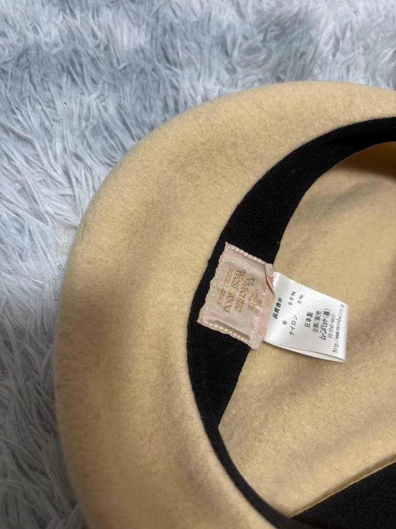 最終お値下 ヴィヴィアンウエストウッド☆希少 ベージュのベレー帽 赤色刺繍