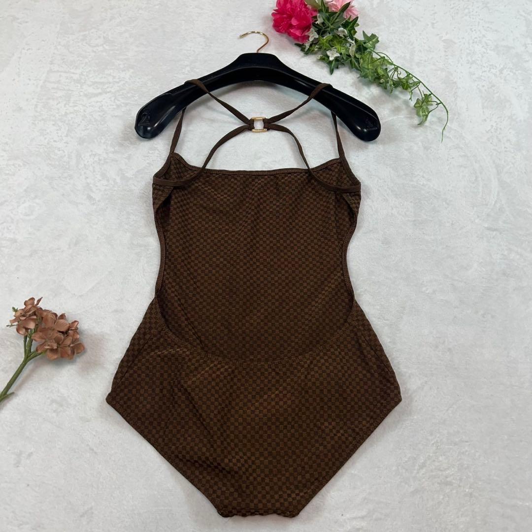 I523 美品 M ルイヴィトン ワンピース水着 ブラウン レディース