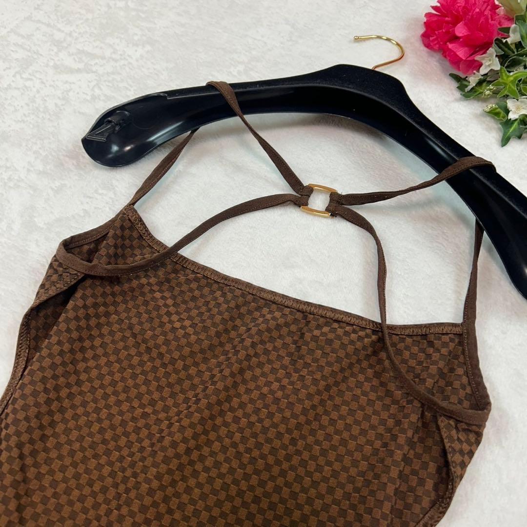 I523 美品 M ルイヴィトン ワンピース水着 ブラウン レディース