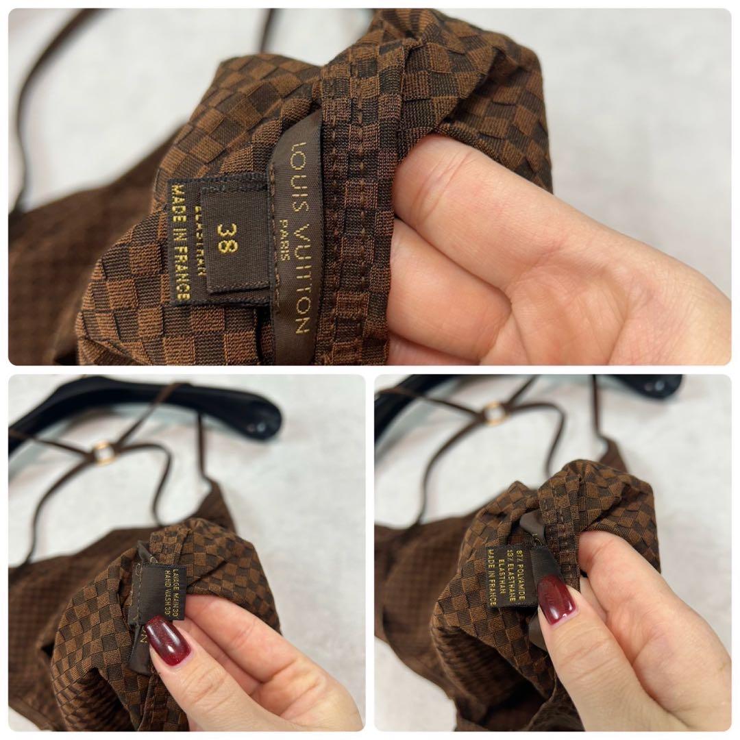 I523 美品 M ルイヴィトン ワンピース水着 ブラウン レディース