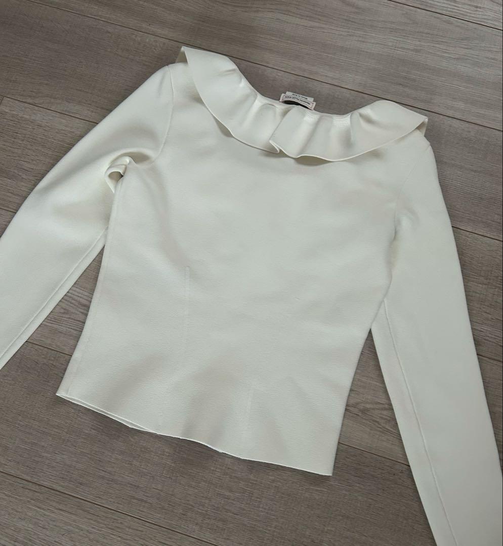 【美品】アレキサンダーマックイーン フリルニット XS ホワイト　イタリア製