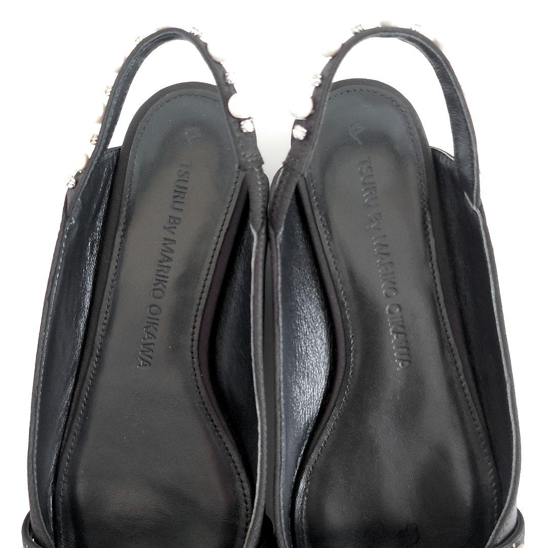 美品 ツルバイマリコオイカワ パール × ビジュー ミュール ダイアナ 卑弥呼