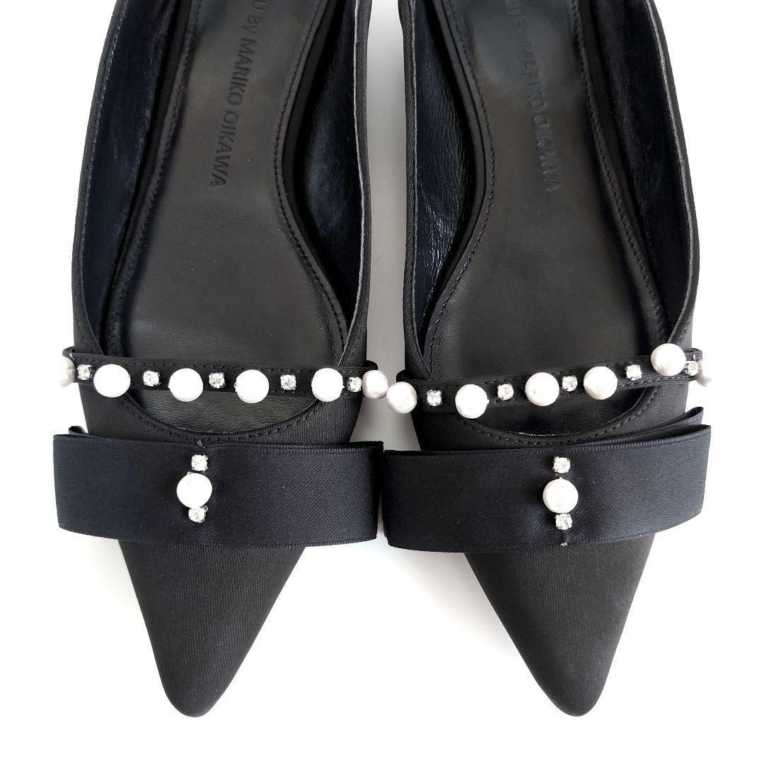 美品 ツルバイマリコオイカワ パール × ビジュー ミュール ダイアナ 卑弥呼