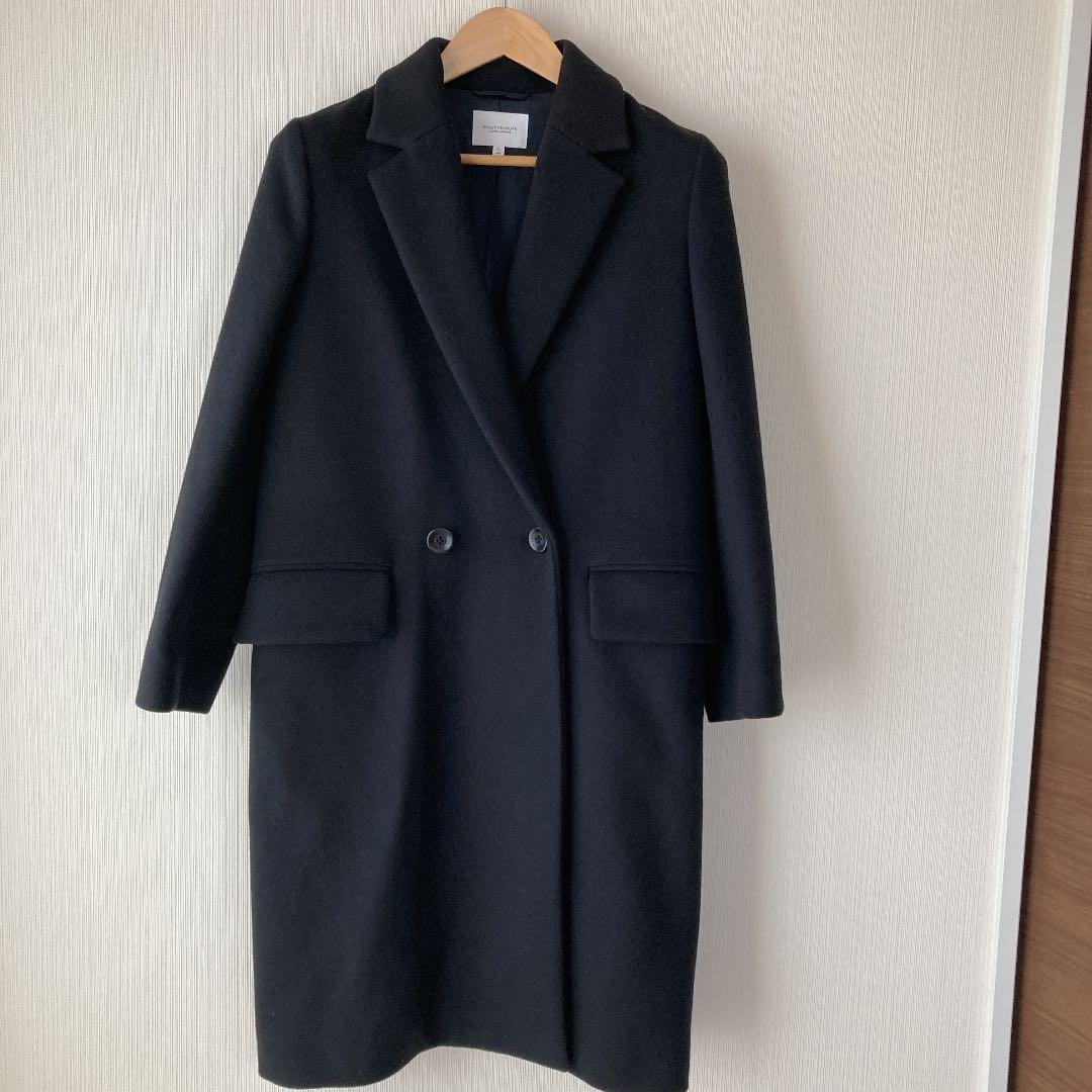 未使用BY∴ MANTECO スタンドダブルテーラードコート/ネイビー /L