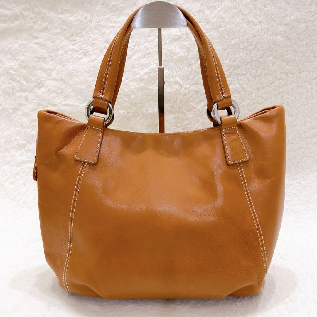 美品 kitamura キタムラ トートバッグ ハンド キャメル レザー 本革