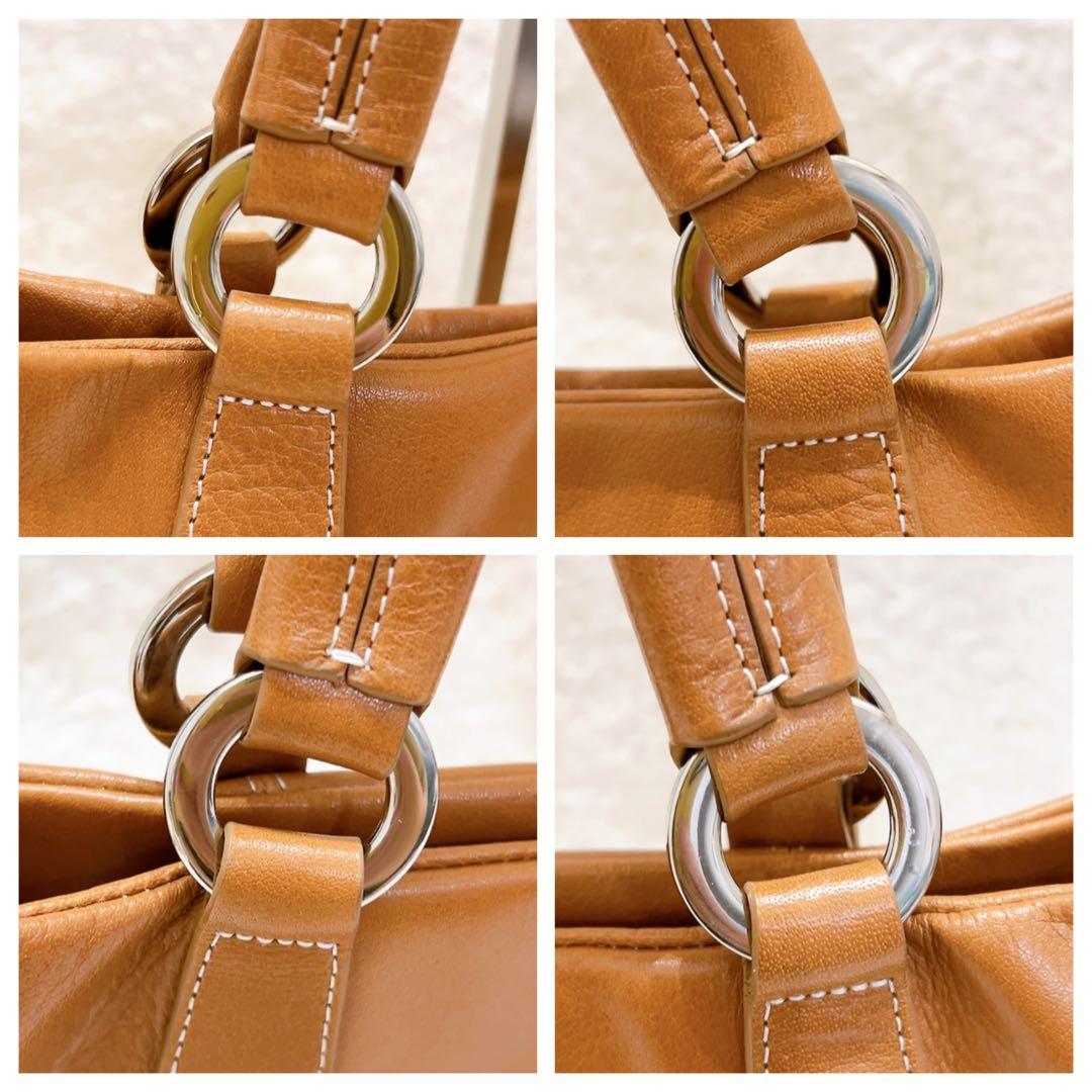 美品 kitamura キタムラ トートバッグ ハンド キャメル レザー 本革