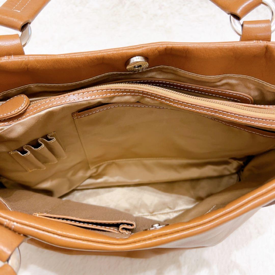 美品 kitamura キタムラ トートバッグ ハンド キャメル レザー 本革