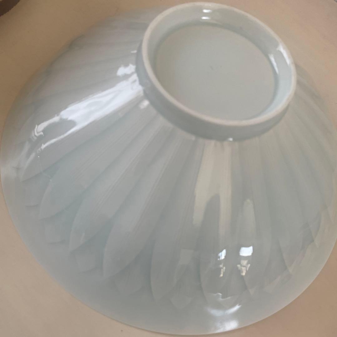 青白磁　牡丹鉢　快山窯　塚本快示　約20センチ　深鉢